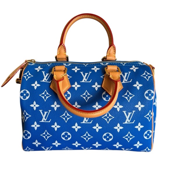 đLOUIS VUITTON RUNWAY Calfskin Monogram Speedy P9 Bandouliere 25 BLUE-GIFTABLE - Picture 4 of 15